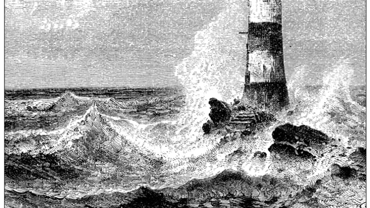 An illustration of the Eddystone Lighthouse.
