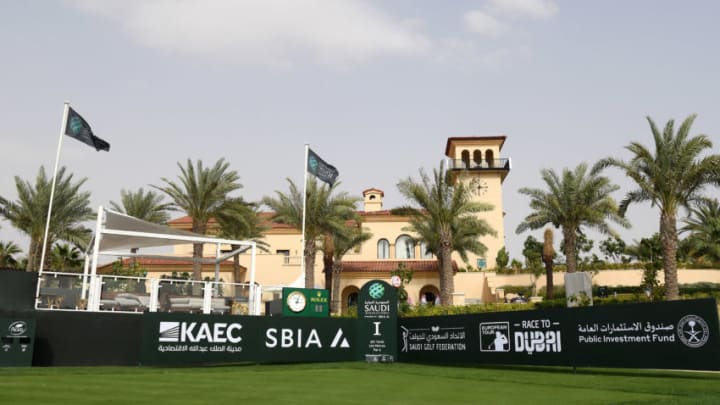 KING ABDULLAH ECONOMIC CITY, SAUDI ARABIA - JANUARY 29: A general view of the first tee during a practice round prior to the Saudi International at the Royal Greens Golf and Country Club on January 29, 2019 in King Abdullah Economic City, Saudi Arabia. (Photo by Ross Kinnaird/Getty Images)
