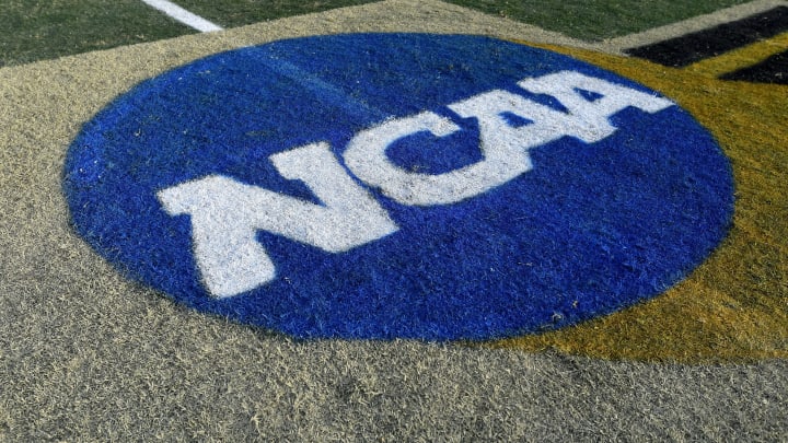 SANTA BARBARA, CA – DECEMBER 09: The NCAA logo on the field before the Division I Men’s Soccer Championship between the Maryland Terrapins and the Akron Zips held at Meredith Field at Harder Stadium on December 9, 2018 in Santa Barbara, California. Maryland defeated Akron 1-0 for the national title. (Photo by G Fiume/Maryland Terrapins/Getty Images)