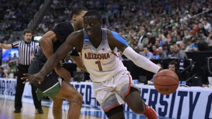 March 16, 2017; Salt Lake City, UT, USA; Arizona Wildcats guard Rawle Alkins (1) moves to the basket against the North Dakota Fighting Hawks during the second half in the first round of the NCAA tournament at Vivint Smart Home Arena. Mandatory Credit: Kelvin Kuo-USA TODAY Sports