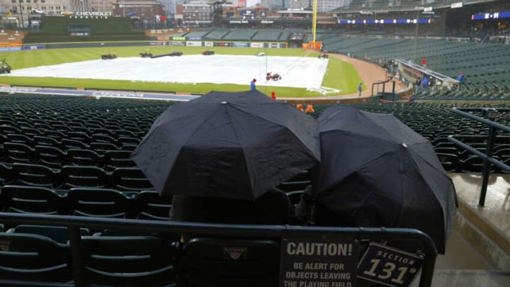 Tigers rain delay (Photo by Duane Burleson/Getty Images)