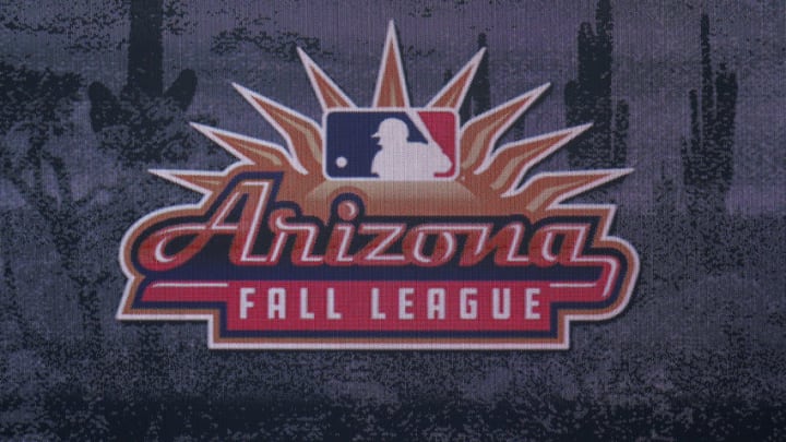 GLENDALE, AZ - OCTOBER 15: A detail view of the Arizona Fall League logo on the video board during a game between the Mesa Solar Sox and Glendale Desert Dogs at Camelback Ranch on October 15, 2019 in Glendale, Arizona. Glendale defeated Mesa 4-3. (Photo by Joe Robbins/Getty Images)