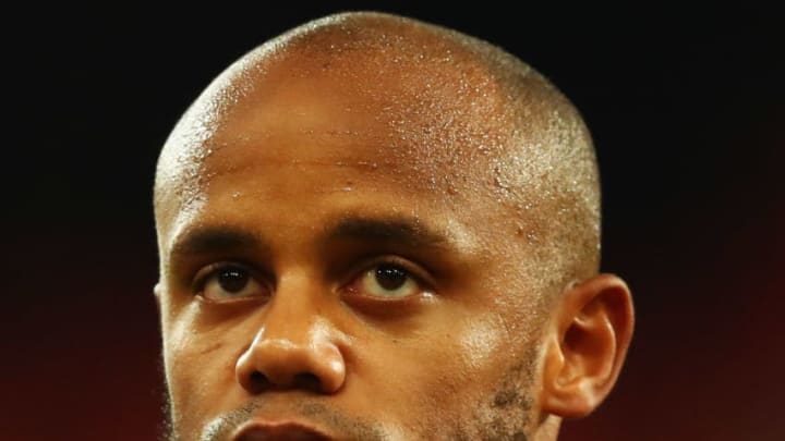 LIEGE, BELGIUM - AUGUST 31: Vincent Kompany of Belgium stands for the national anthem prior to the FIFA 2018 World Cup Qualifier between Belgium and Gibraltar at Stade Maurice Dufrasne on August 31, 2017 in Liege, Belgium. (Photo by Dean Mouhtaropoulos/Getty Images)