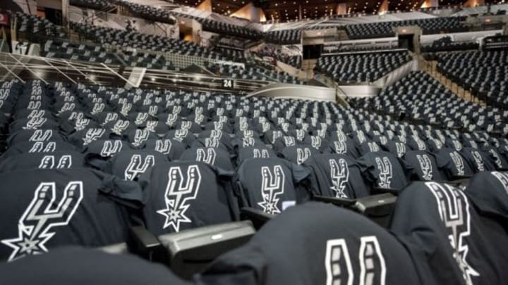 Jun 5, 2014; San Antonio, TX, USA; A general view of AT&T Center prior to game one with the Miami Heat playing the San Antonio Spurs. Mandatory Credit: Brendan Maloney-USA TODAY Sports