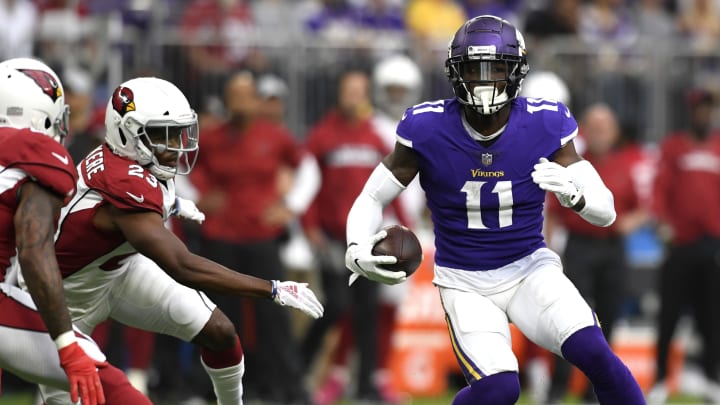 MINNEAPOLIS, MN – OCTOBER 14: Laquon Treadwell #11 of the Minnesota Vikings cuts with the ball in the third quarter of the game against the Arizona Cardinals at U.S. Bank Stadium on October 14, 2018 in Minneapolis, Minnesota. (Photo by Hannah Foslien/Getty Images)