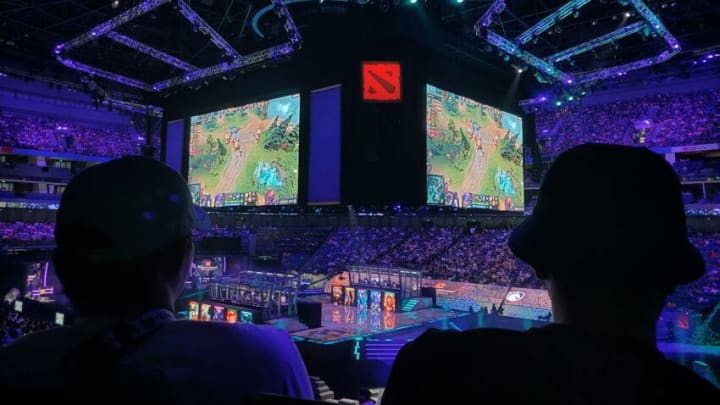 SHANGHAI, CHINA - AUGUST 23: A general view of the International 2019 Dota 2 World Championships at Mercedes-Benz Arena on August 23, 2019 in Shanghai, China. (Photo by Hu Chengwei/Getty Images)