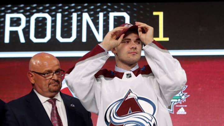 DALLAS, TX - JUNE 22: Martin Kaut poses after being selected sixteenth overall by the Colorado Avalancheduring the first round of the 2018 NHL Draft at American Airlines Center on June 22, 2018 in Dallas, Texas. (Photo by Bruce Bennett/Getty Images)