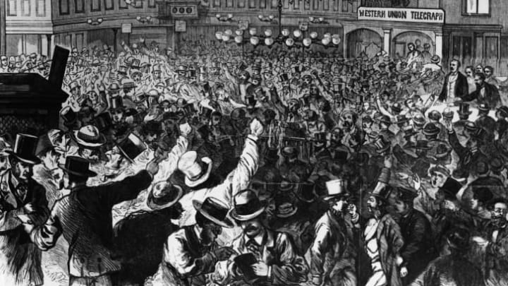 Panic on 'Black Friday' in the New York Gold Room, 1869.