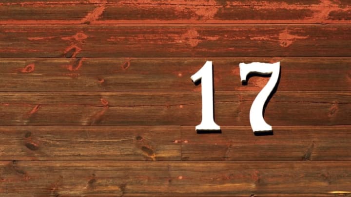 number 17 on a wooden background
