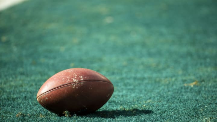 PHILADELPHIA, PA - OCTOBER 21: Detail view of American football on field during the game at Lincoln Financial Field on October 21, 2018 in Philadelphia, Pennsylvania. Carolina defeats Philadelphia 21-17. (Photo by Brett Carlsen/Getty Images) *** Local Caption ***