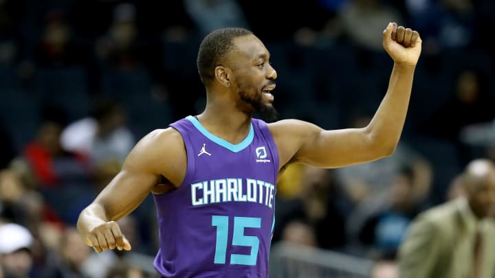 CHARLOTTE, NORTH CAROLINA – DECEMBER 19: Kemba Walker #15 of the Charlotte Hornets reacts as he runs onto the floor against the Cleveland Cavaliers before their game at Spectrum Center on December 19, 2018 in Charlotte, North Carolina. NOTE TO USER: User expressly acknowledges and agrees that, by downloading and or using this photograph, User is consenting to the terms and conditions of the Getty Images License Agreement. (Photo by Streeter Lecka/Getty Images)