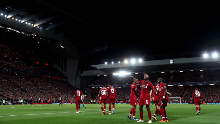 LIVERPOOL, ENGLAND - SEPTEMBER 18: Daniel Sturridge of Liverpool celebrates after scoring his team's first goal during the Group C match of the UEFA Champions League between Liverpool and Paris Saint-Germain at Anfield on September 18, 2018 in Liverpool, United Kingdom. (Photo by Julian Finney/Getty Images)