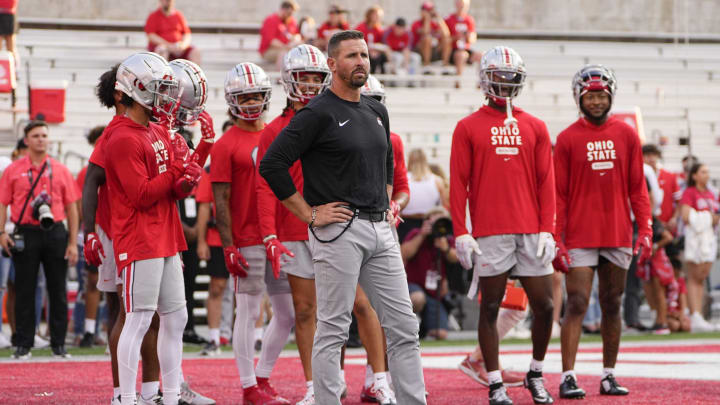 Will Brian Hartline retain play-calling duties for the Ohio State football team? Mandatory Credit: Adam Cairns-The Columbus DispatchNcaa Football Toledo Rockets At Ohio State Buckeyes