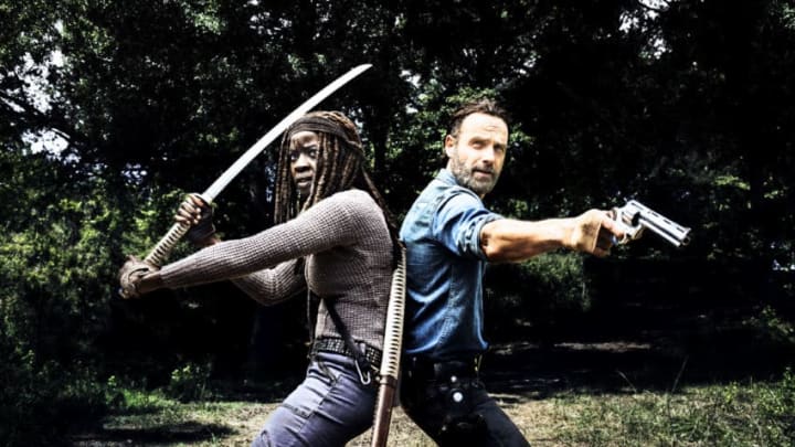 Andrew Lincoln as Rick Grimes, Danai Gurira as Michonne - The Walking Dead _ Season 8, Gallery - Photo Credit: Alan Clarke/AMC