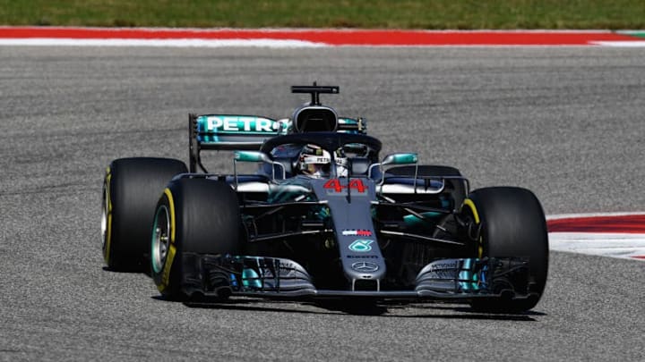 AUSTIN, TX - OCTOBER 21: Lewis Hamilton of Great Britain driving the (44) Mercedes AMG Petronas F1 Team Mercedes WO9 (Photo by Clive Mason/Getty Images)