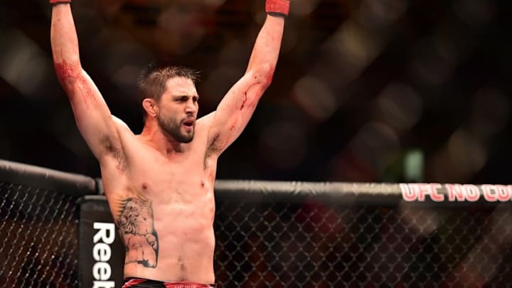 May 30, 2015; Goiania, GO, Brazil; Carlos Condit reacts during his fight against Thiago Alves during UFC Fight Night at Goiania Arena. Mandatory Credit: Jason Silva-USA TODAY Sports