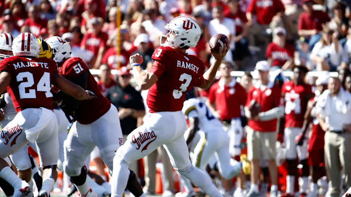 BLOOMINGTON, IN – OCTOBER 14: Peyton Ramsey #3 of the Indiana Hoosiers throws the ball during the game against the Michigan Wolverines at Memorial Stadium on October 14, 2017 in Bloomington, Indiana. (Photo by Andy Lyons/Getty Images)