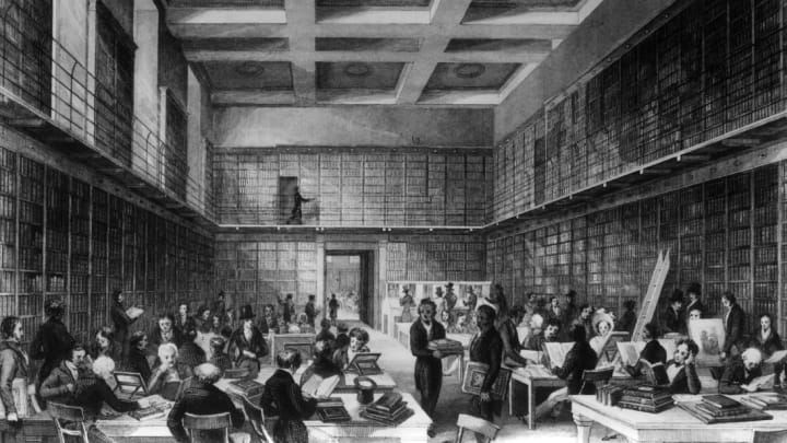 The reading room of the British Library, circa 1840