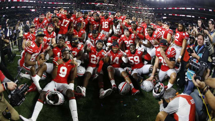 ARLINGTON, TX - DECEMBER 29: The Ohio State Buckeyes (Photo by Ron Jenkins/Getty Images)