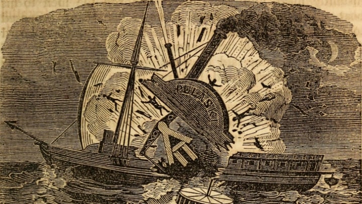 An 1848 illustration of the Pulaski explosion