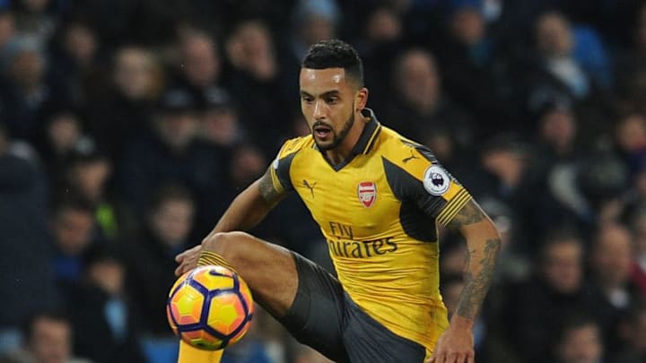 MANCHESTER, ENGLAND - DECEMBER 18: Theo Walcott of Arsenal during the Premier League match between Manchester City and Arsenal at Etihad Stadium on December 18, 2016 in Manchester, England. (Photo by David Price/Arsenal FC via Getty Images)