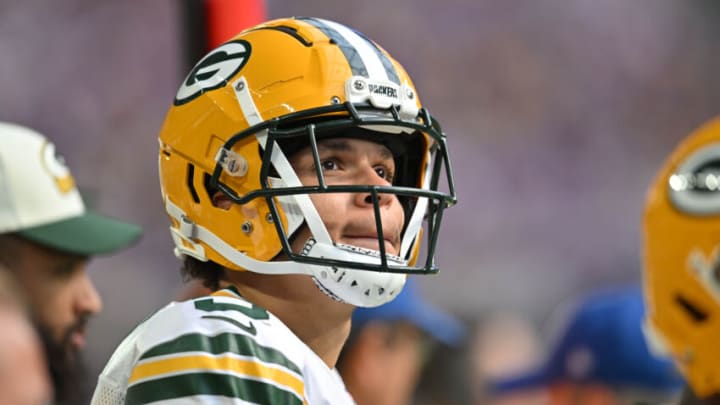 Sep 11, 2022; Minneapolis, Minnesota, USA; Green Bay Packers wide receiver Christian Watson (9) looks on against the Minnesota Vikings at U.S. Bank Stadium. Mandatory Credit: Jeffrey Becker-USA TODAY Sports