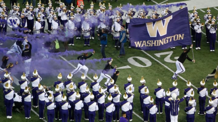SEATTLE, WA - NOVEMBER 19: Members of the Washington Huskies band perform as cheerleaders take the field prior to the game against the Arizona State Sun Devils on November 19, 2016 at Husky Stadium in Seattle, Washington. (Photo by Otto Greule Jr/Getty Images)