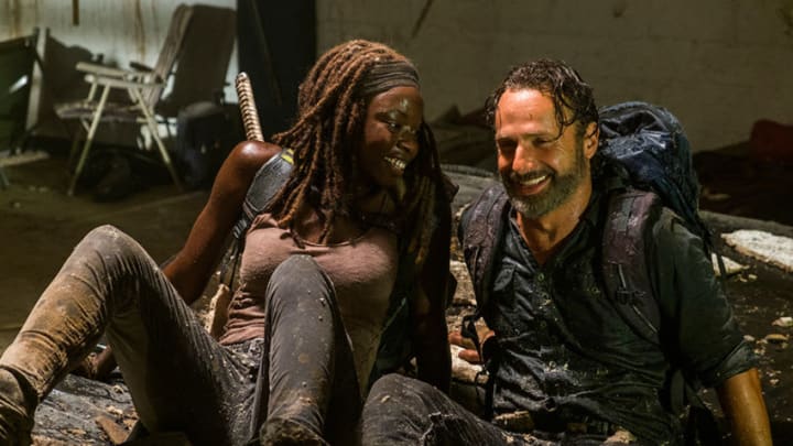 Michonne (Danai Gurira) and Rick Grimes (Andrew Lincoln) in Episode 12Photo by Gene Page/AMC