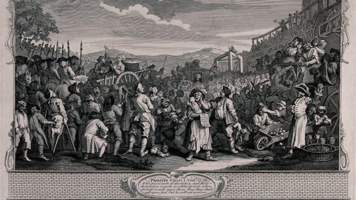 Engraving of an execution by William Hogarth, 1747