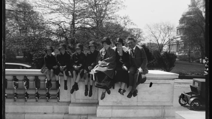 Bernarr MacFadden and family members at the Capitol, where they were demonstrating how to keep fit to legislators.