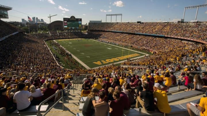 Sep 6, 2014; Minneapolis, MN, USA; A general view of TCF Bank Stadium during a game between Middle Tennessee Blue Raiders and Minnesota Golden Gophers. The Gophers won 35-24. Mandatory Credit: Jesse Johnson-USA TODAY Sports