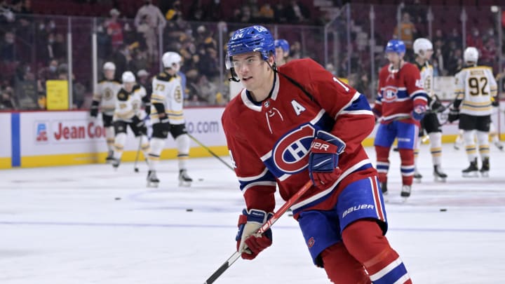 Mar 21, 2022; Montreal, Quebec, CAN; Montreal Canadiens forward Nick Suzuki. Mandatory Credit: Eric Bolte-USA TODAY Sports