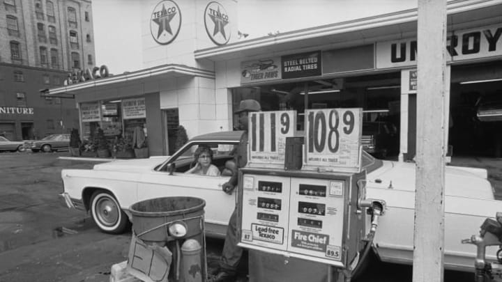 A Texaco petrol station in New York City, circa June 1979.