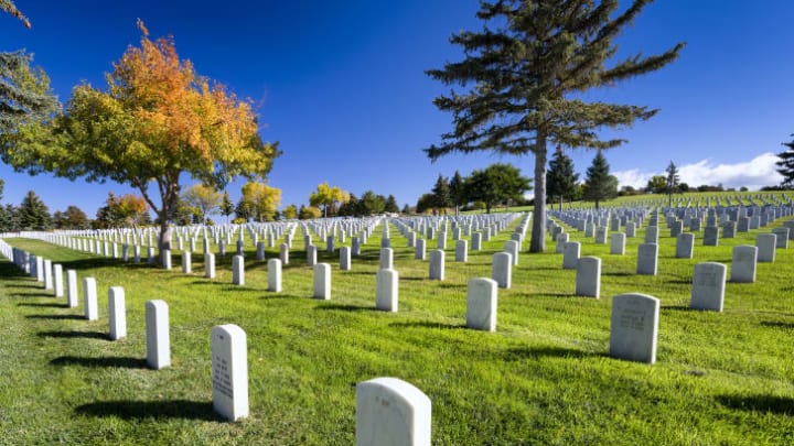 graves in a military cemetery