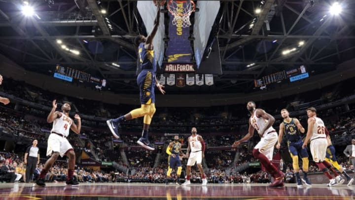 CLEVELAND, OH - OCTOBER 8: Edmond Sumner #5 of the Indiana Pacers shoots the ball against the Cleveland Cavaliers during a pre-season game on October 8, 2018 at Quicken Loans Arena, in Cleveland, Ohio.(Photo by David Liam Kyle/NBAE via Getty Images)