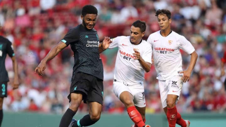 Liverpool, Joe Gomez, Wissam Ben Yedder (Photo by Matthew Ashton - AMA/Getty Images)