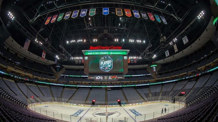 Apr 18, 2016; Saint Paul, MN, USA; General view prior to game three of the first round of the 2016 Stanley Cup Playoffs between the Dallas Stars and Minnesota Wild at Xcel Energy Center. Mandatory Credit: Brad Rempel-USA TODAY Sports