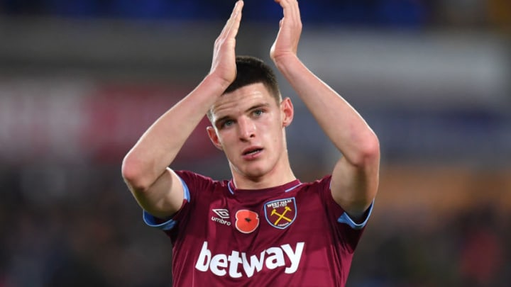 West Ham United's Declan Rice during the Premier League match at the John Smith's Stadium, Huddersfield (Photo by Dave Howarth/PA Images via Getty Images)