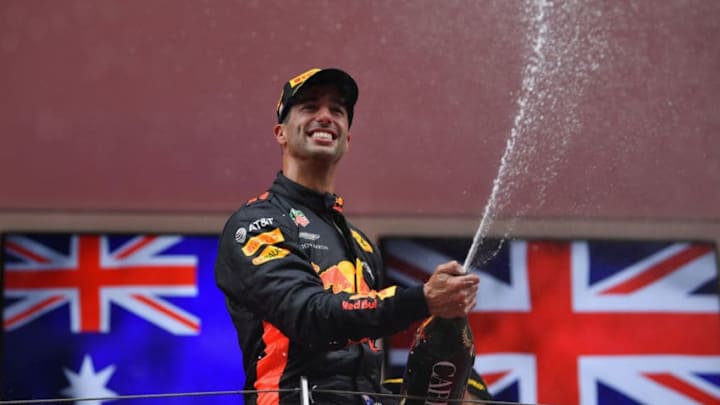 MONTE-CARLO, MONACO - MAY 27: Race winner Daniel Ricciardo of Australia and Red Bull Racing celebrates on the podium during the Monaco Formula One Grand Prix at Circuit de Monaco on May 27, 2018 in Monte-Carlo, Monaco. (Photo by Dan Mullan/Getty Images)