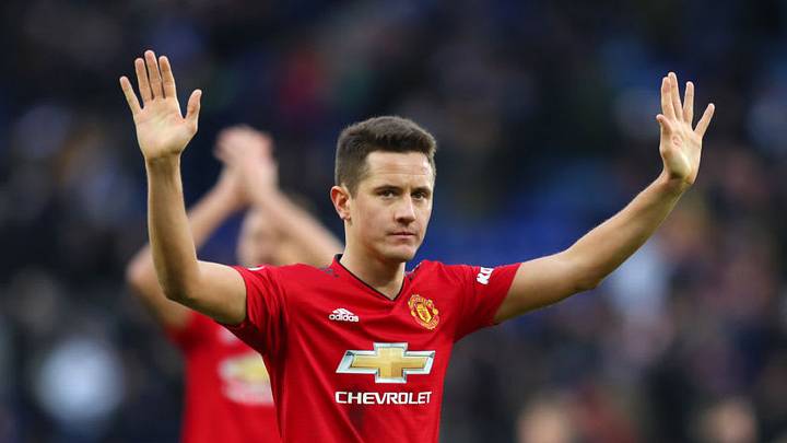 LEICESTER, ENGLAND - FEBRUARY 03: Ander Herrera of Manchester United celebrates victory following the Premier League match between Leicester City and Manchester United at The King Power Stadium on February 3, 2019 in Leicester, United Kingdom. (Photo by Catherine Ivill/Getty Images)