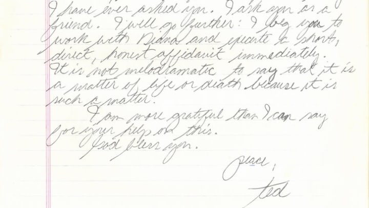 Letter from Ted Bundy to his lawyer J. Victor Africano.
