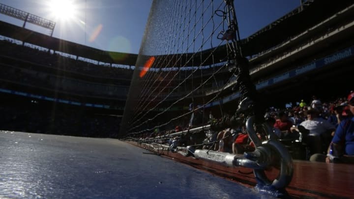 Apr 4, 2016; Arlington, TX, USA; A general view of the new netting at the stadium in the game between Seattle Mariners and Texas Rangers at Globe Life Park in Arlington. Texas won 3-2. Mandatory Credit: Tim Heitman-USA TODAY Sports