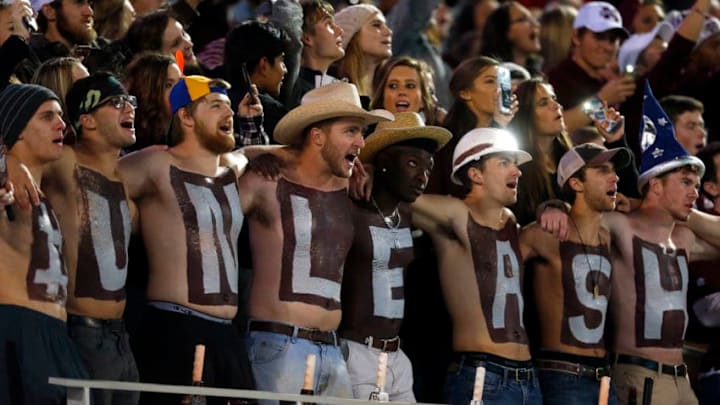 STARKVILLE, MS - NOVEMBER 11: Mississippi State Bulldogs fans cheer during the second half of an NCAA football game against the Alabama Crimson Tide at Davis Wade Stadium on November 11, 2017 in Starkville, Mississippi. (Photo by Butch Dill/Getty Images)