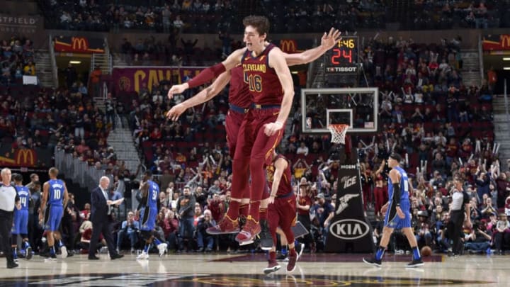 Cleveland Cavaliers wing Cedi Osman is pumped up after a play against the Orlando Magic. (Photo by David Liam Kyle/NBAE via Getty Images)