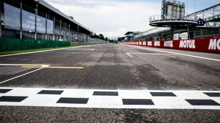 The start / finish line at the Autodromo di Monza on July 7, 2023 in Monza, Italy, representing the Toronto Maple Leafs finish line. (Photo by James Moy Photography/Getty Images)
