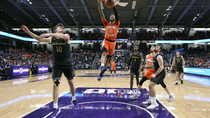 EVANSTON, ILLINOIS – FEBRUARY 27: Alan Griffin #0 of the Illinois Fighting Illini dunks the basketball in the second half against the Northwestern Wildcats at Welsh-Ryan Arena on February 27, 2020 in Evanston, Illinois. (Photo by Quinn Harris/Getty Images)