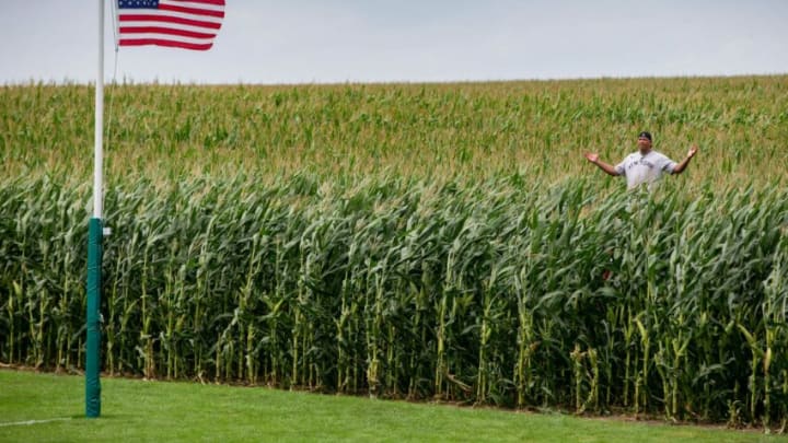 Alex Rodriguez at the Field of Dreams movie site. (Syndication: The Des Moines Register)