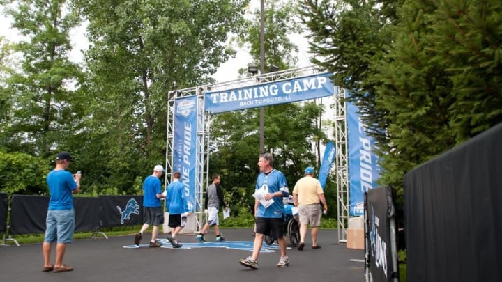 Aug 2, 2014; Detroit, MI, USA; A general view of the entrance of the Detroit Lions training facility prior to the Lions training camp. Mandatory Credit: Tim Fuller-USA TODAY Sports