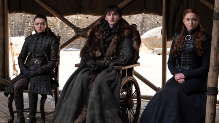 Maisie Williams, Isaac Hempstead Wright, and Sophie Turner in Game of Thrones