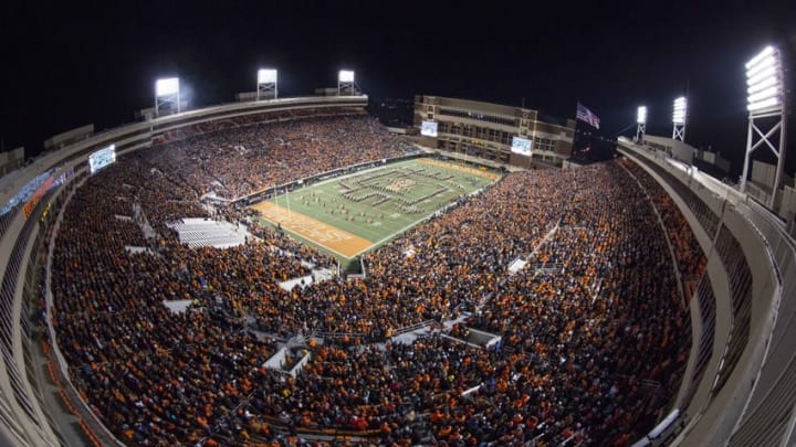 Nov 23, 2013; Stillwater, OK, USA; A general view of Boone Pickens Stadium before the Oklahoma State Cowboys and Baylor Bears game. Mandatory Credit: Richard Rowe-USA TODAY Sports